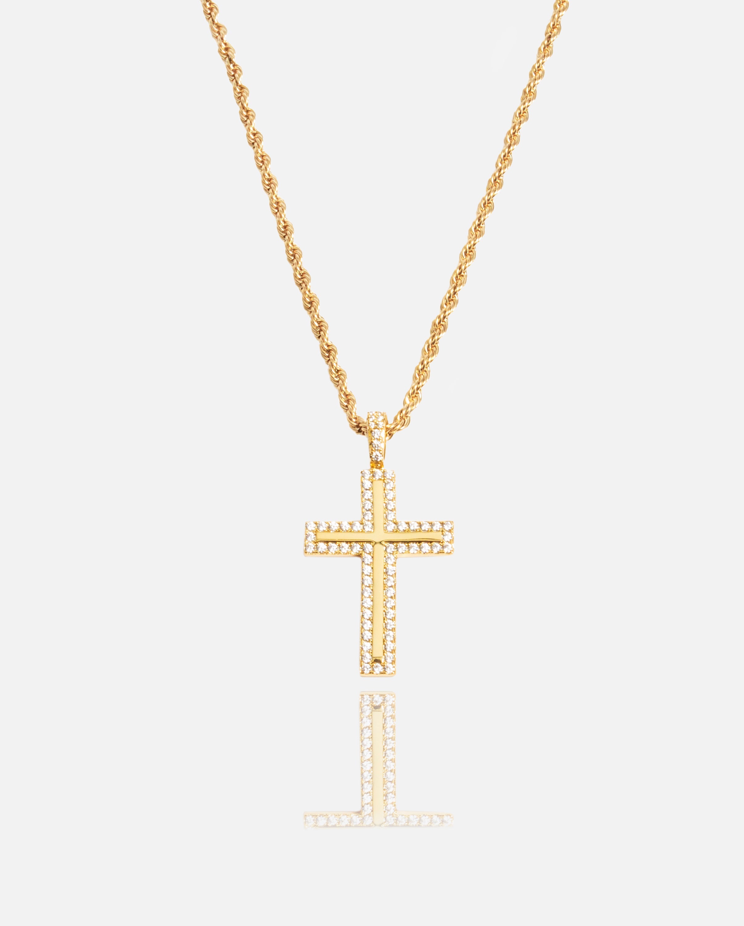 Iced Cross Pendant - Gold