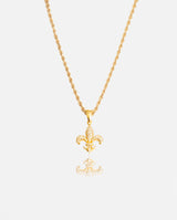 Iced Fleur-de-lis Pendant - Gold