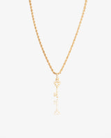Iced Heart Key Pendant - Gold