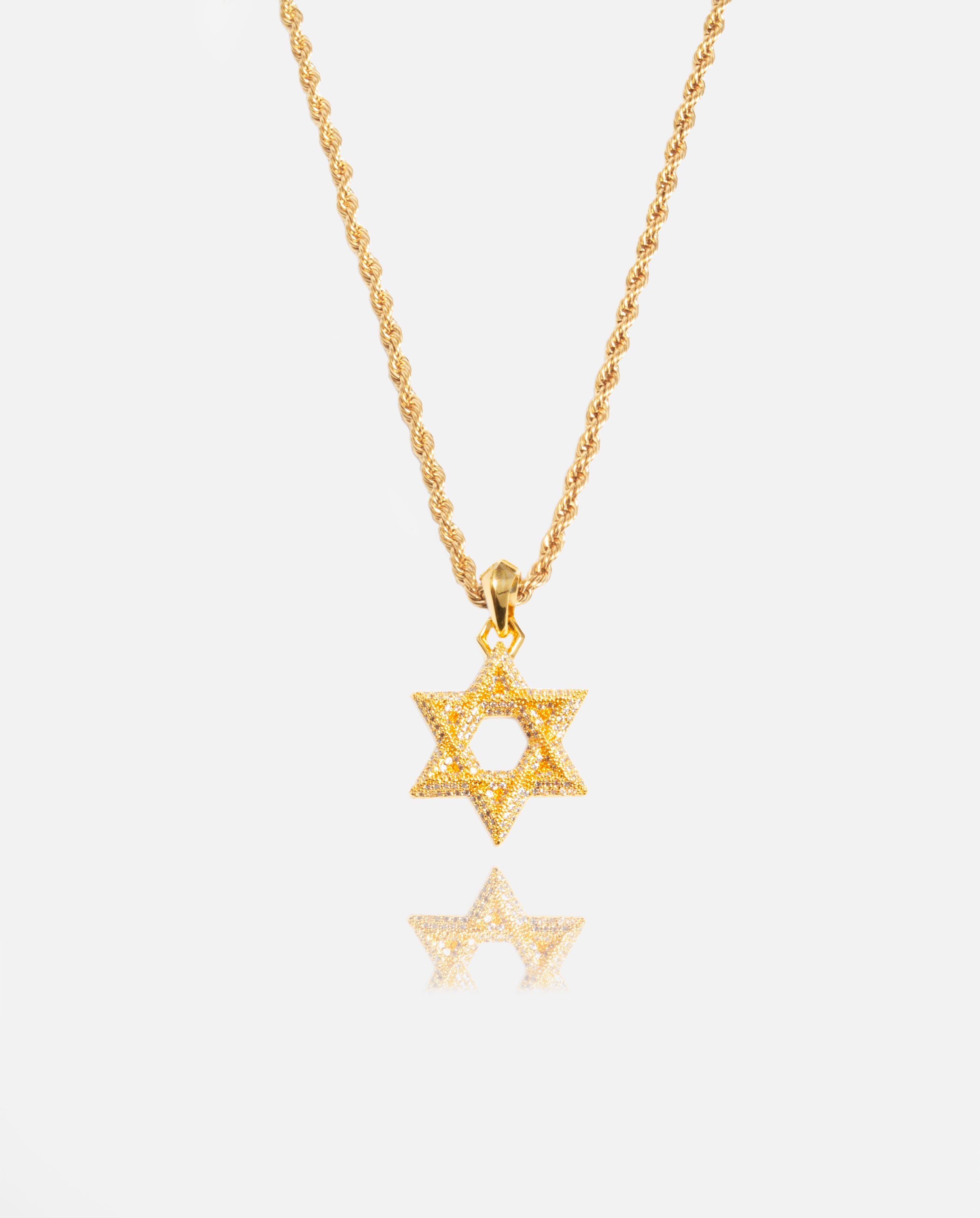 Iced Star Of David Pendant - Gold