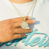 Iced Happy & Sad Pendant - Gold-Cernucci-50-100,__tab1:happysadpendant,__tab2:chainsizeguide,e,gift100,gift50,gold-collection,material-18k-gold-plated,material-gold,new,pendant,pendants-w-chains