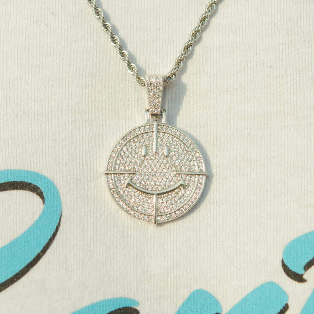Iced Happy & Sad Pendant - White Gold-Cernucci-50-100,__tab1:happysadpendant,__tab2:chainsizeguide,gift100,gift50,material-18k-white-vermeil,material-whitegold,new,pendant,pendants-w-chains,whitegold-collection