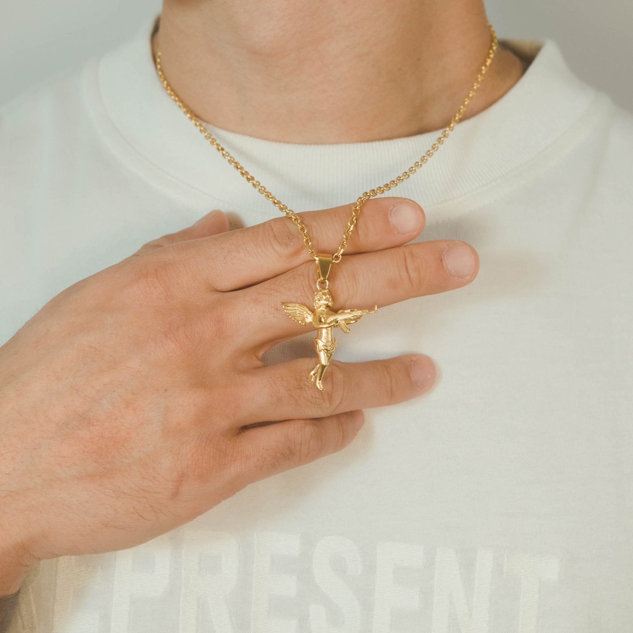 Angel Gun Pendant - Gold - Cernucci
