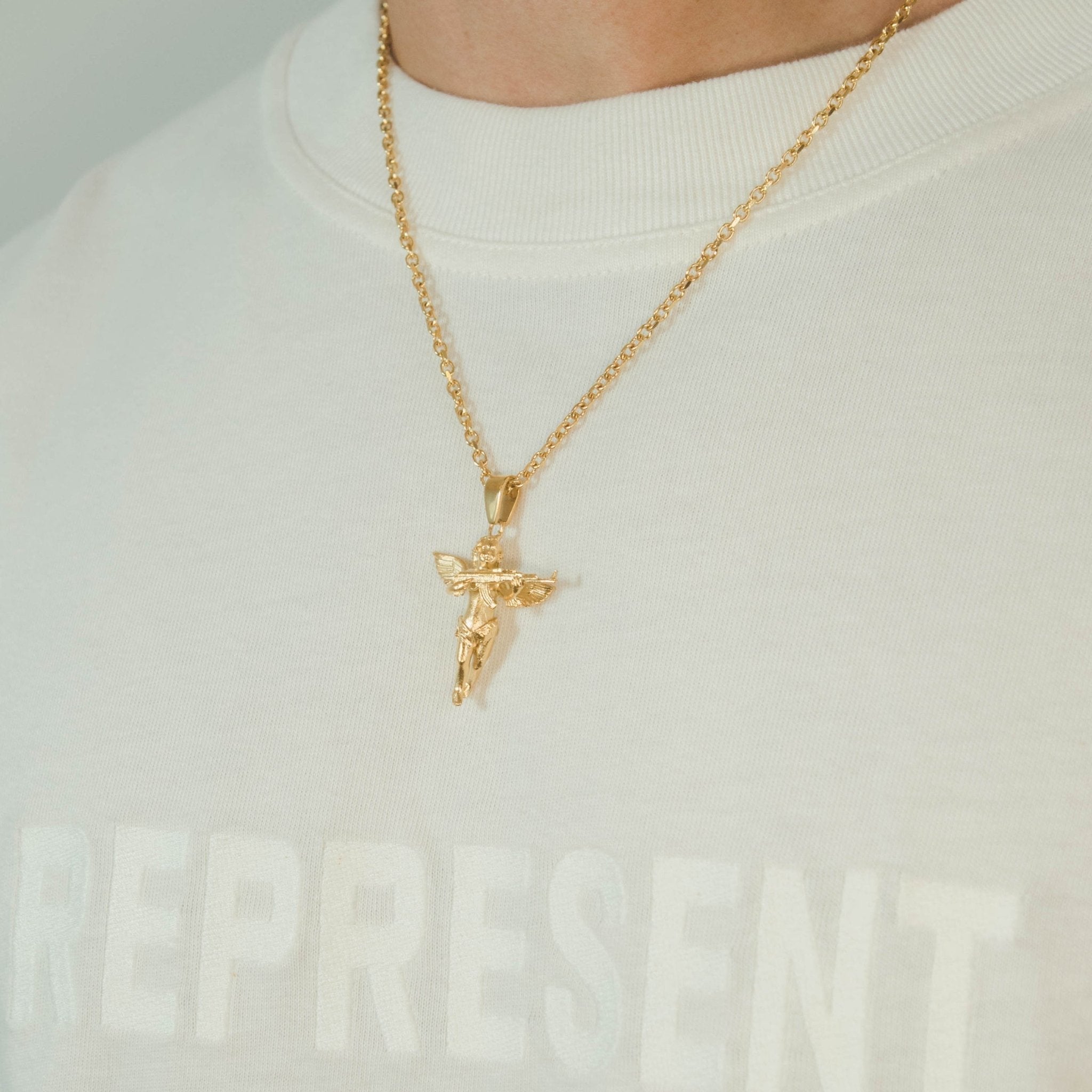 Angel Gun Pendant - Gold - Cernucci