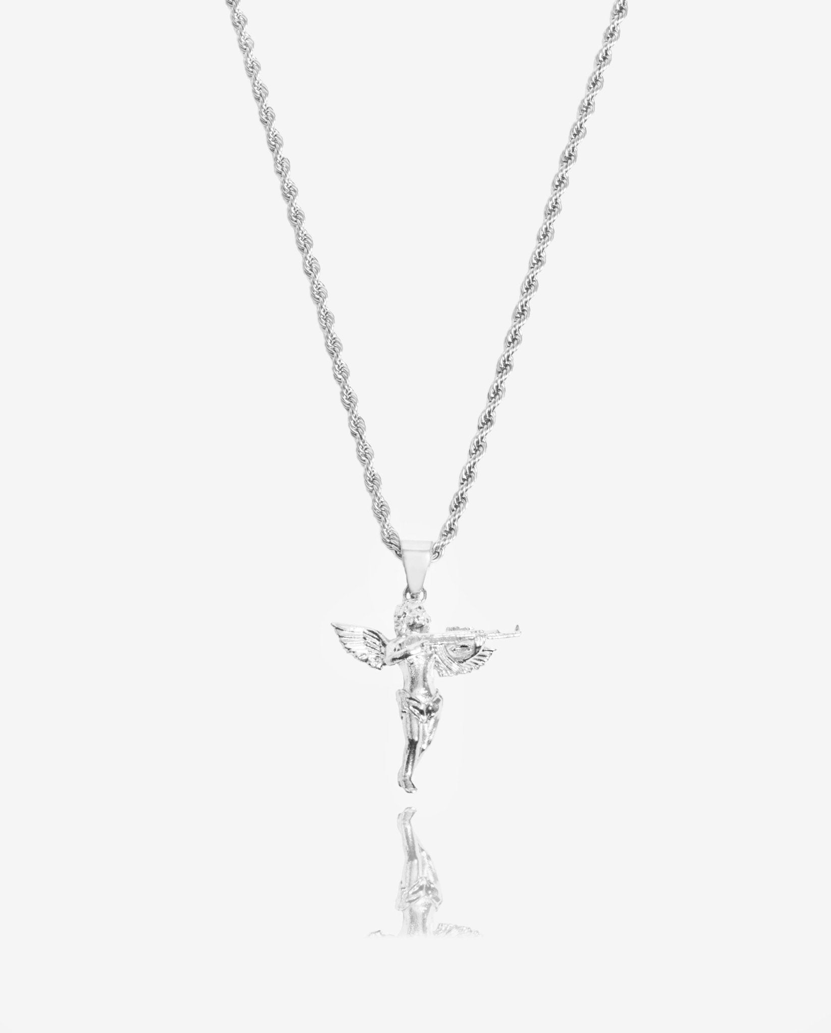 Angel Gun Pendant - White Gold - Cernucci
