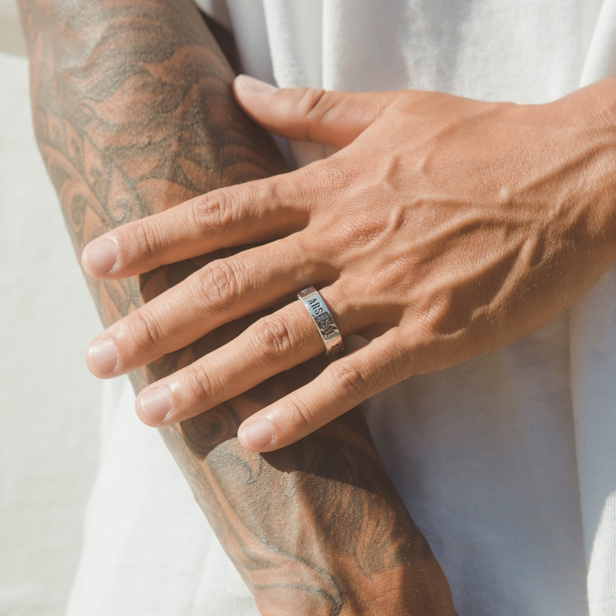 Arsenal Iced Band Ring - White Gold - Cernucci