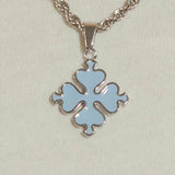 Baby Blue Clover Pendant - White Gold - Cernucci