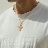 Baguette Cross Pendant - Gold - Cernucci