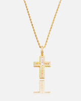 Baguette Cross Pendant - Gold - Cernucci