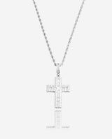 Baguette Cross Pendant - White Gold - Cernucci