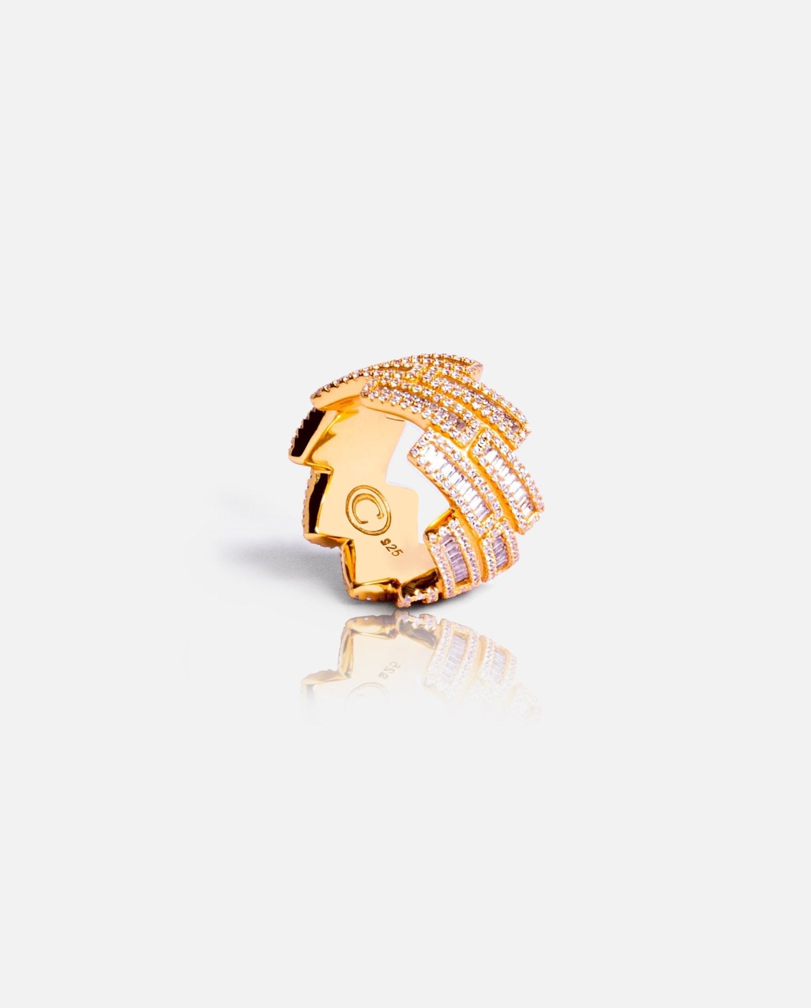 Baguette Prong Cuban Ring - Gold - Cernucci