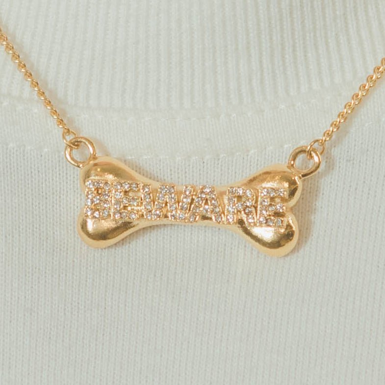 Beware Bone Necklace - Gold - Cernucci
