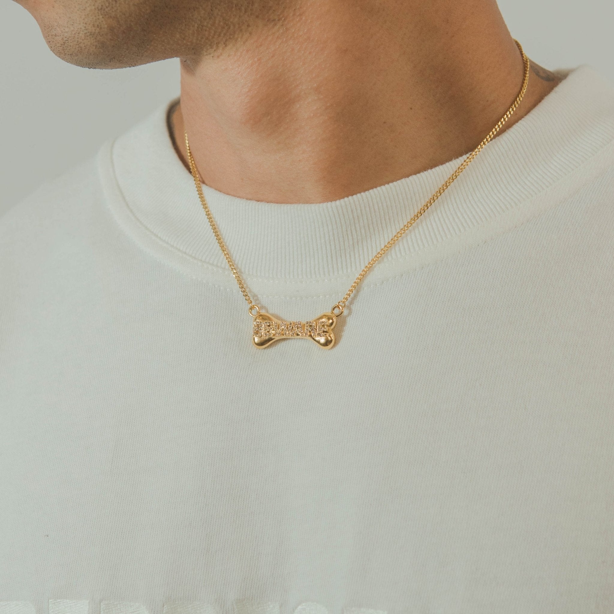 Beware Bone Necklace - Gold - Cernucci