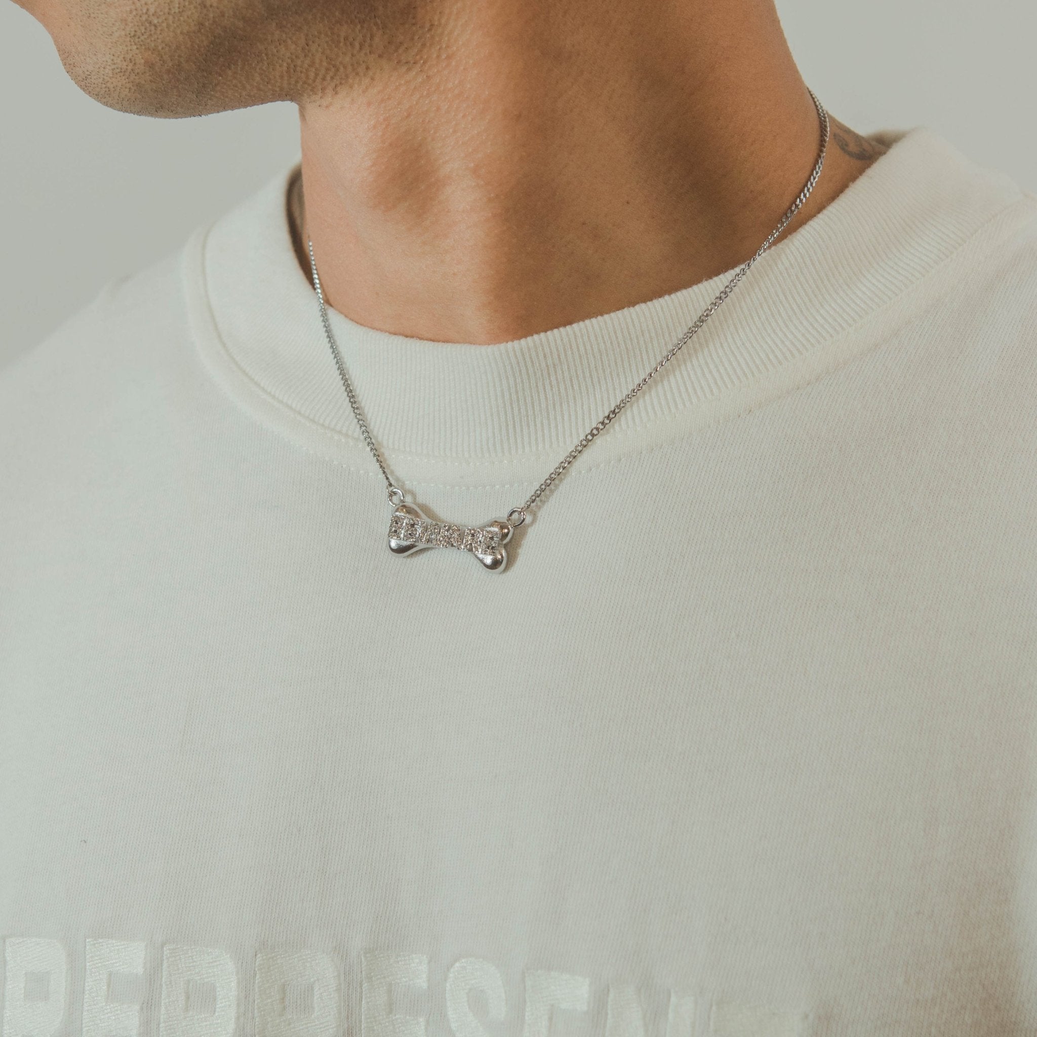 Beware Bone Necklace - White Gold - Cernucci