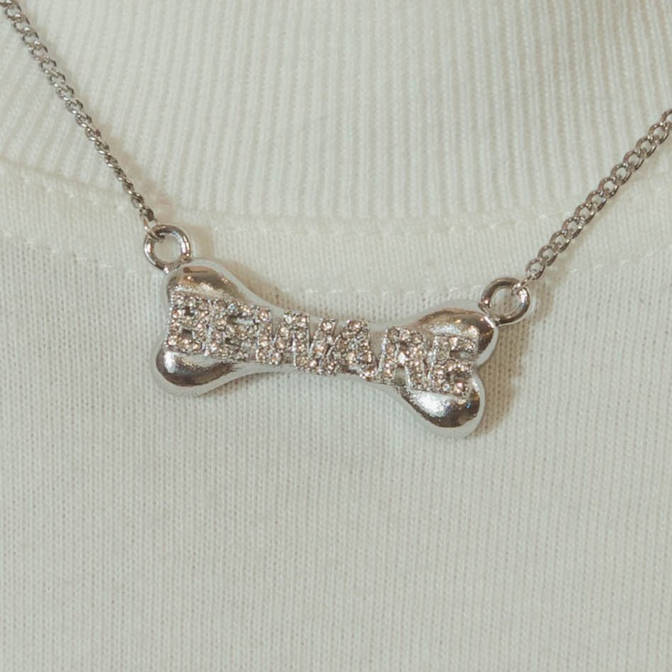 Beware Bone Necklace - White Gold - Cernucci