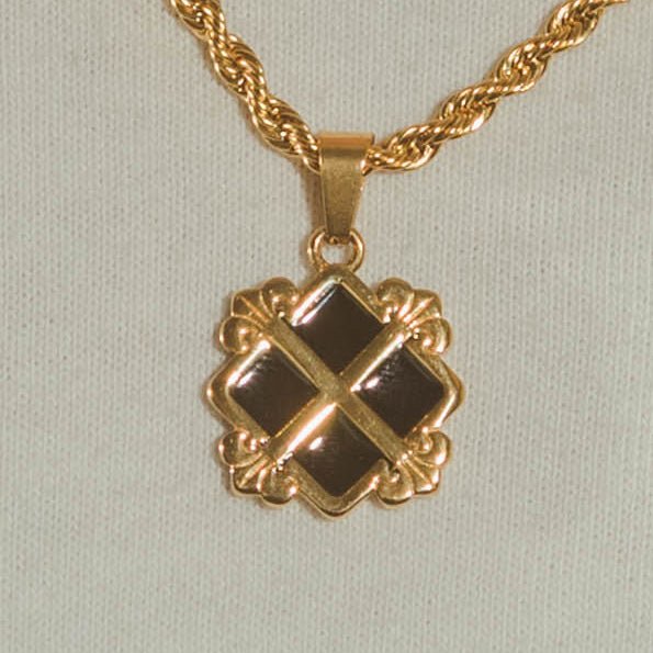 Black Royal Cross Pendant - Gold - Cernucci