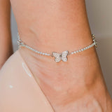 Butterfly Anklet - White Gold - Cernucci