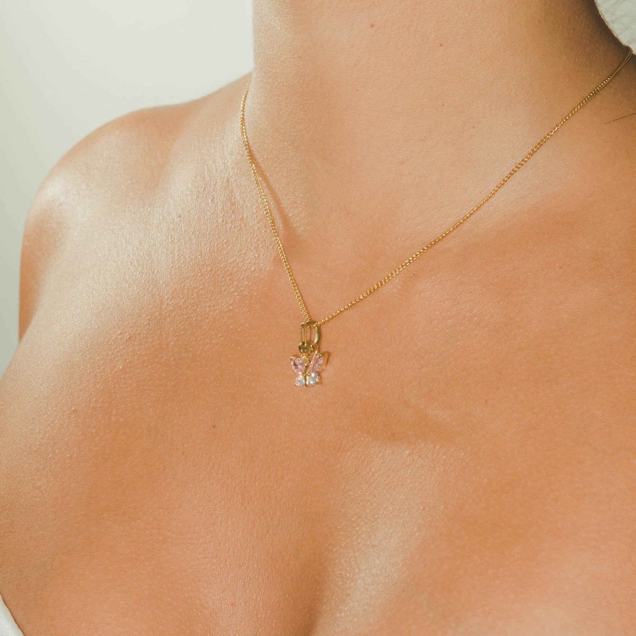 Butterfly Gem Necklace - Gold - Cernucci
