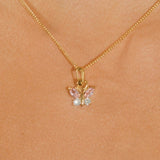 Butterfly Gem Necklace - Gold - Cernucci