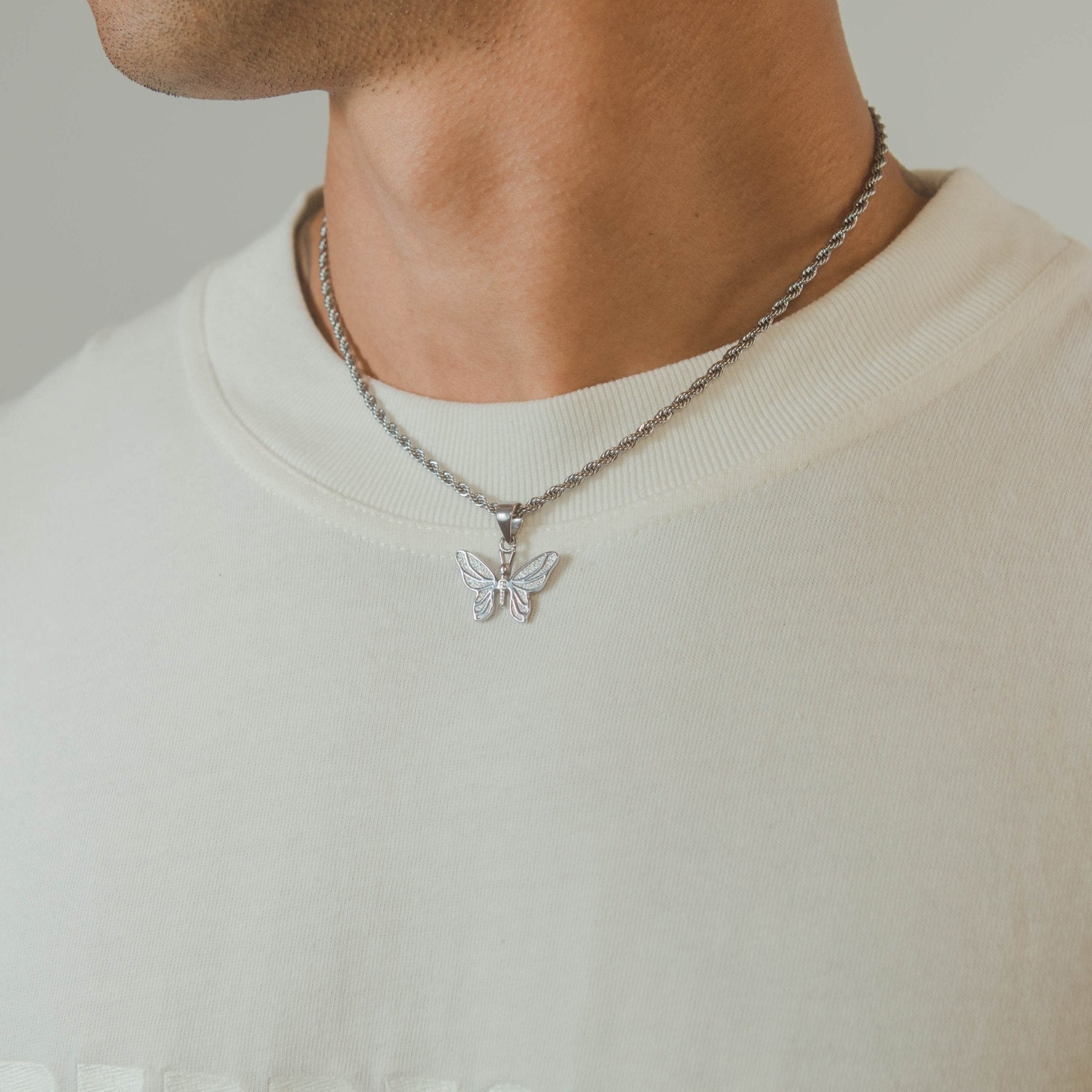 Butterfly Pendant - White Gold - Cernucci