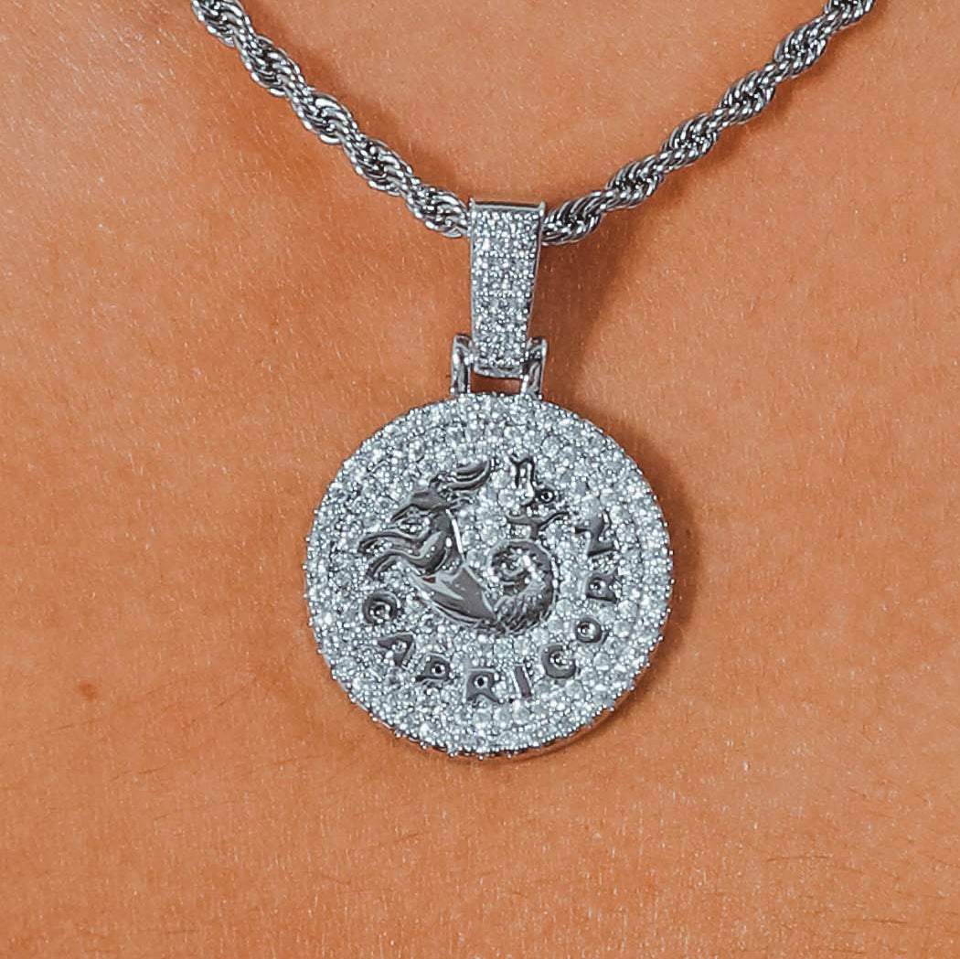 Capricorn Zodiac Pendant - White Gold - Cernucci