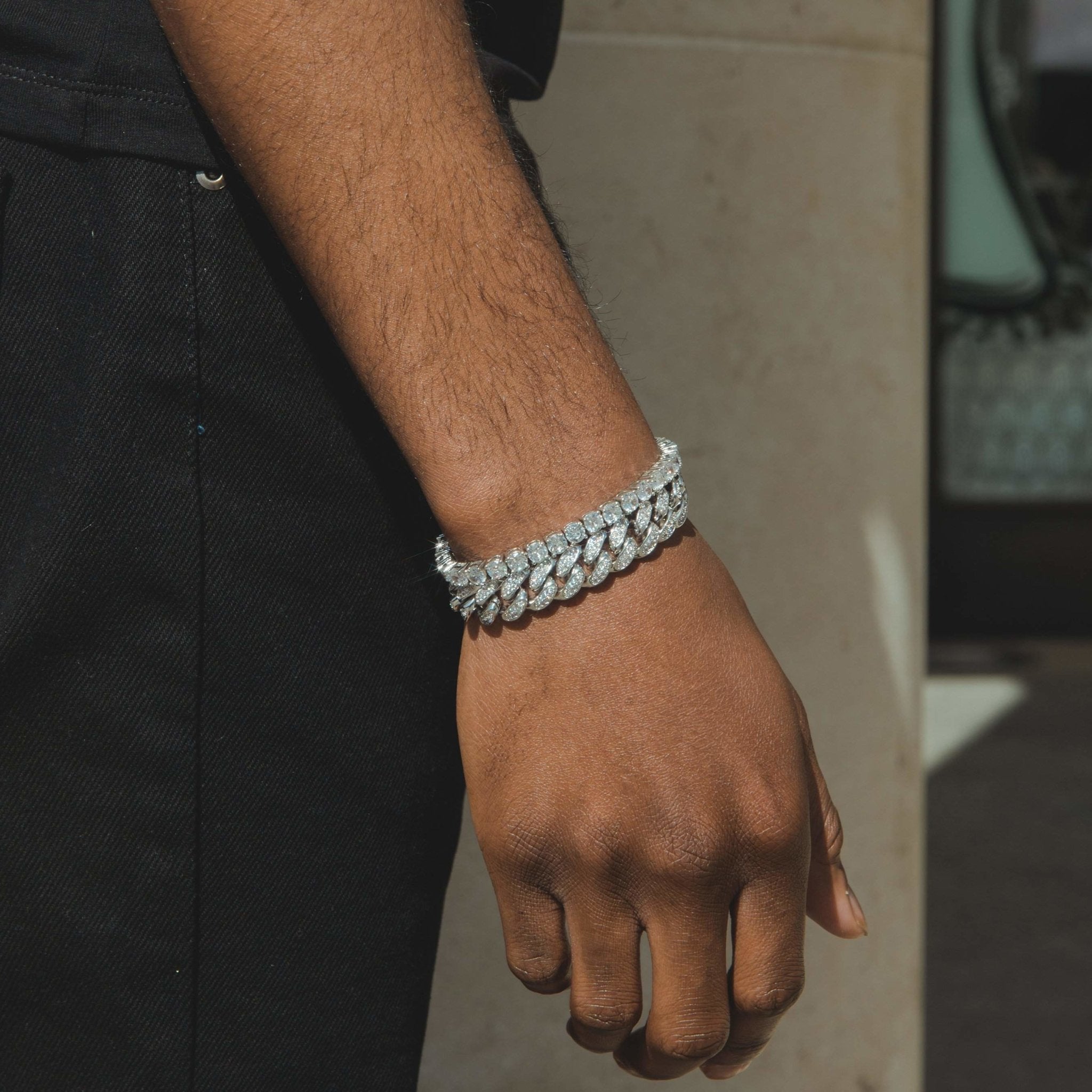 Cuban Link + Tennis Bracelet Bundle - White Gold - Cernucci