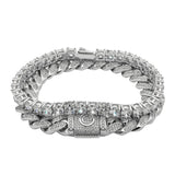 Cuban Link + Tennis Bracelet Bundle - White Gold - Cernucci