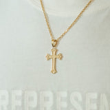 Curved Cross Pendant - Gold - Cernucci