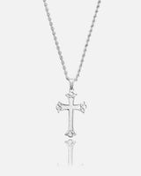 Curved Cross Pendant - White Gold - Cernucci