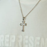 Curved Cross Pendant - White Gold - Cernucci