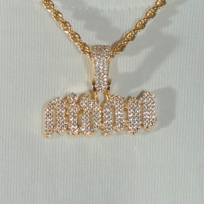 Custom Biergarten Font Pendant - Gold - Cernucci