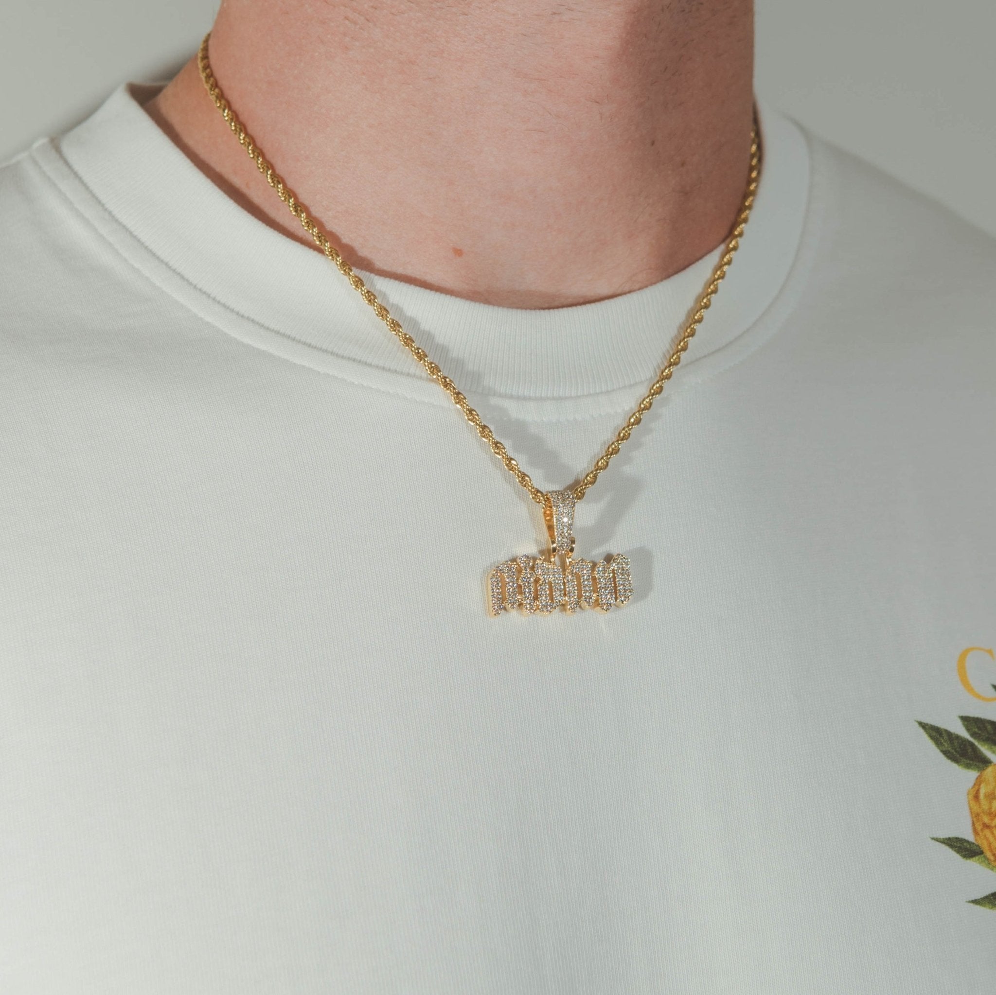 Custom Biergarten Font Pendant - Gold - Cernucci