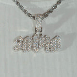 Custom Biergarten Font Pendant - White Gold - Cernucci