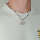 Custom Biergarten Font Pendant - White Gold - Cernucci