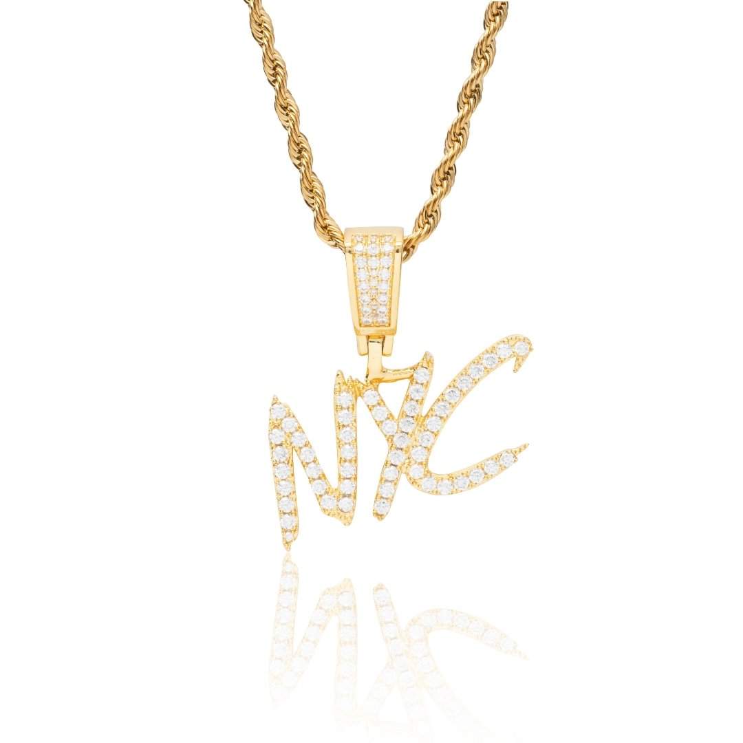 Custom Brush Font Pendant - Gold - Cernucci