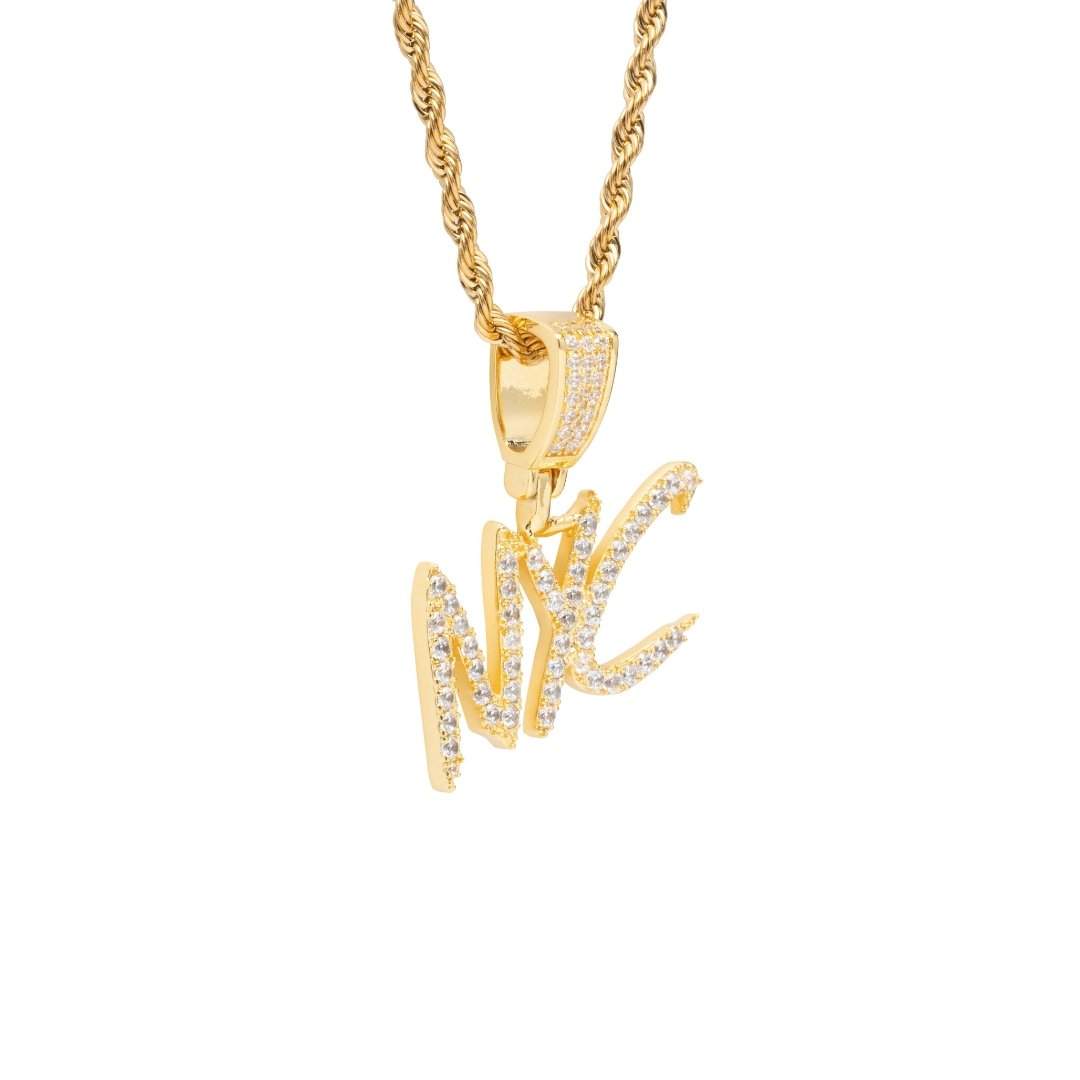 Custom Brush Font Pendant - Gold - Cernucci