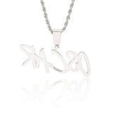 Custom Brush Font Pendant - White Gold - Cernucci