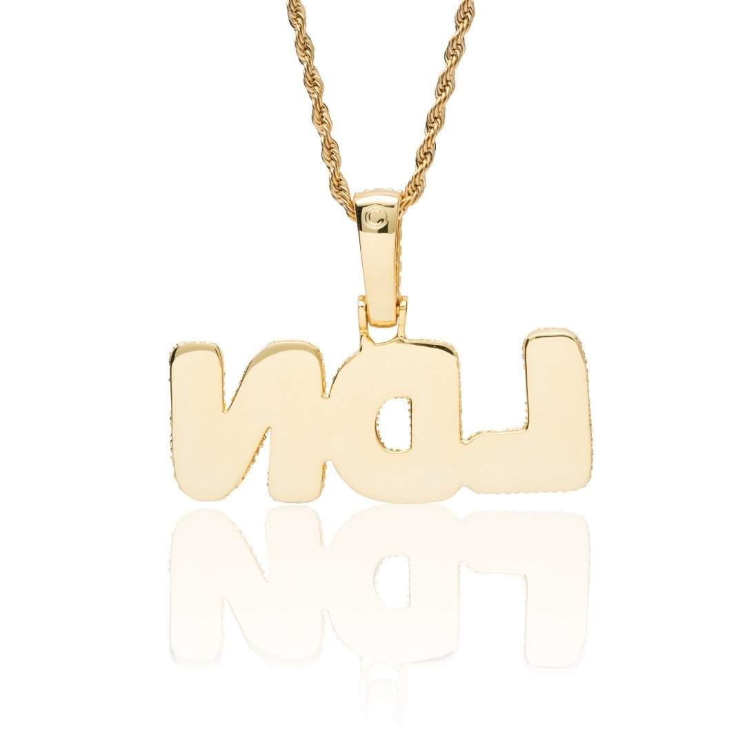 Custom Bubble Font Pendant - Gold - Cernucci