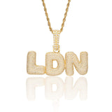 Custom Bubble Font Pendant - Gold - Cernucci