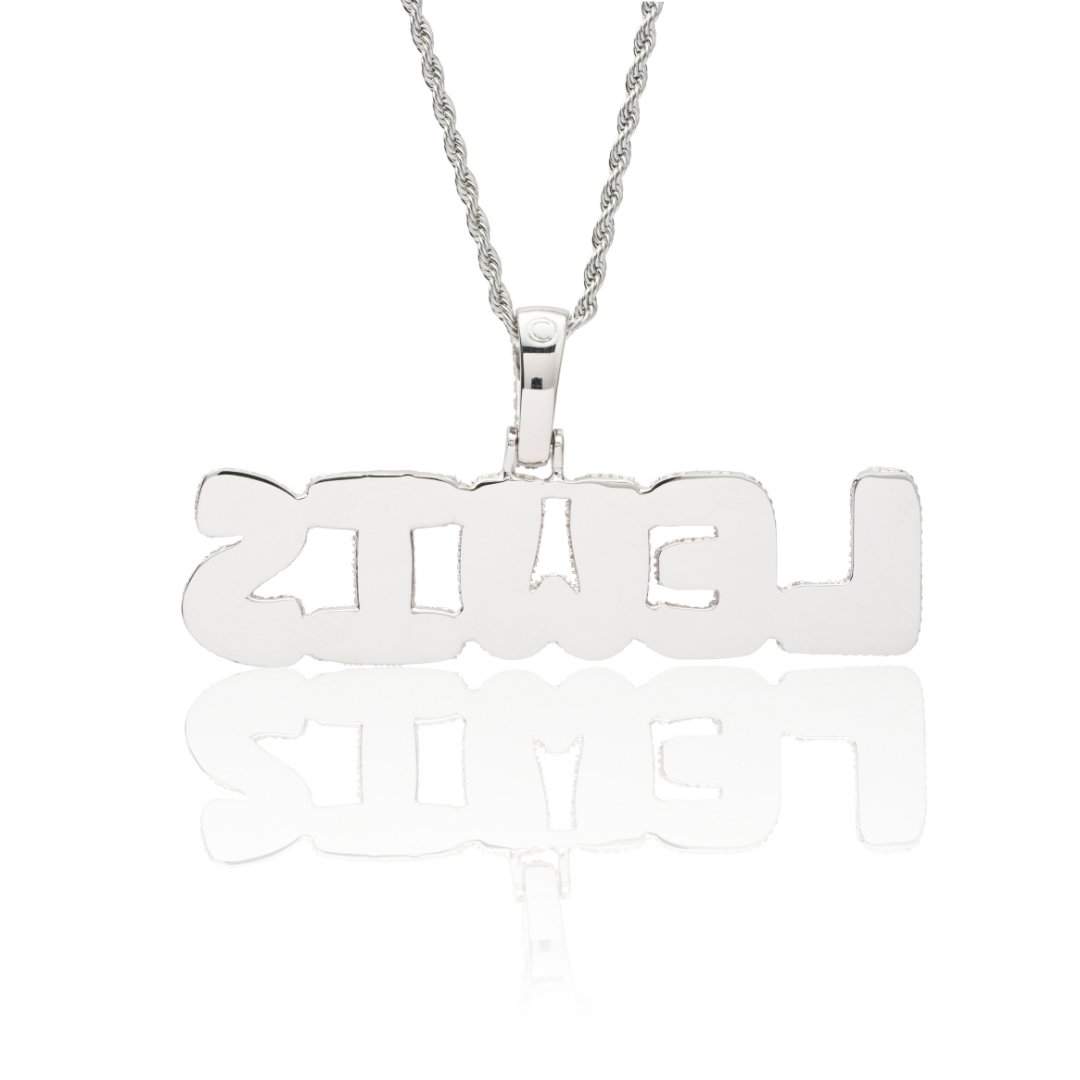 Custom Bubble Font Pendant - White Gold - Cernucci