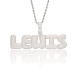 Custom Bubble Font Pendant - White Gold - Cernucci