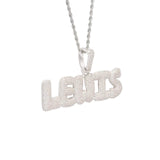 Custom Bubble Font Pendant - White Gold - Cernucci