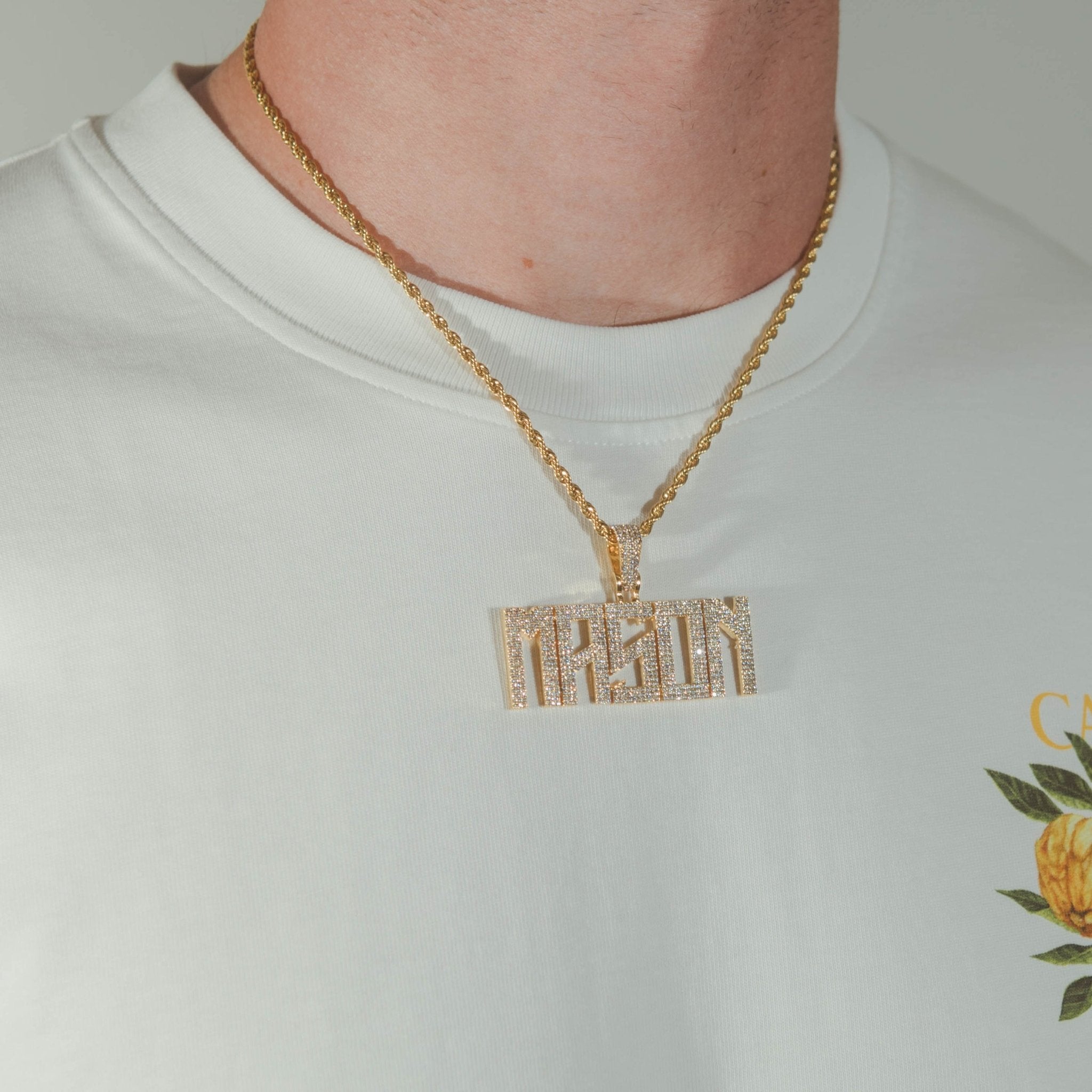 Custom Calvera Font Pendant - Gold - Cernucci