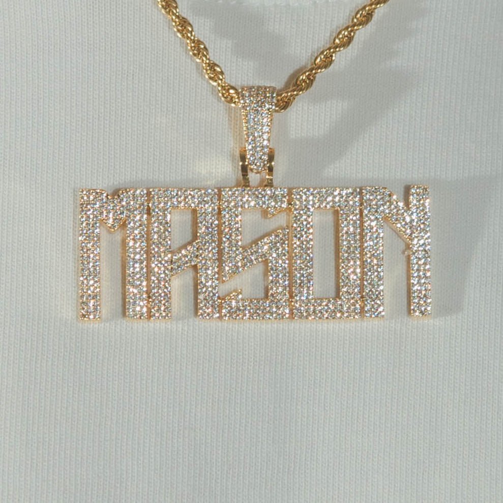 Custom Calvera Font Pendant - Gold - Cernucci