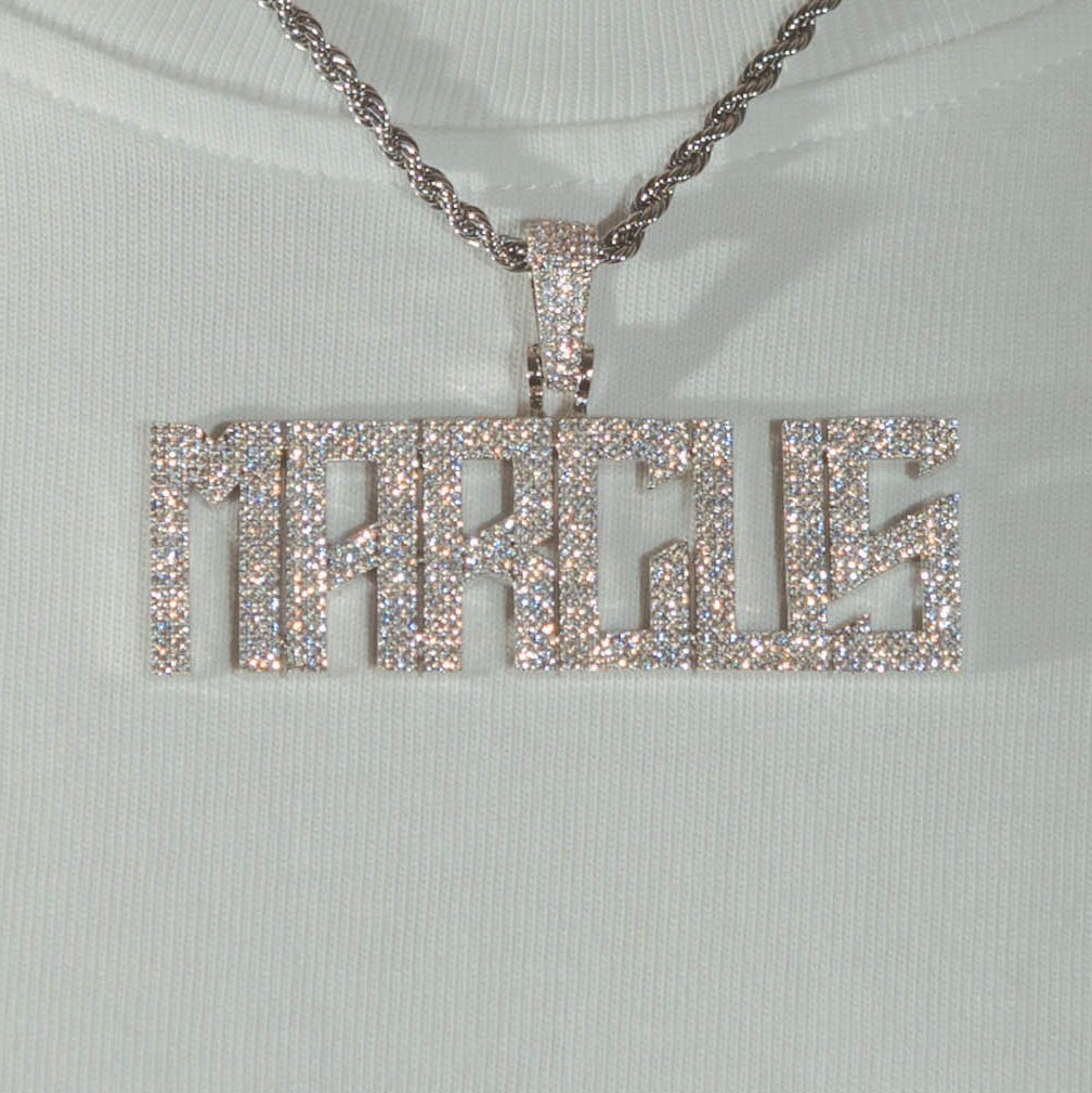 Custom Calvera Font Pendant - White Gold - Cernucci