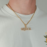 Custom Old Gothic Font Pendant - Gold - Cernucci