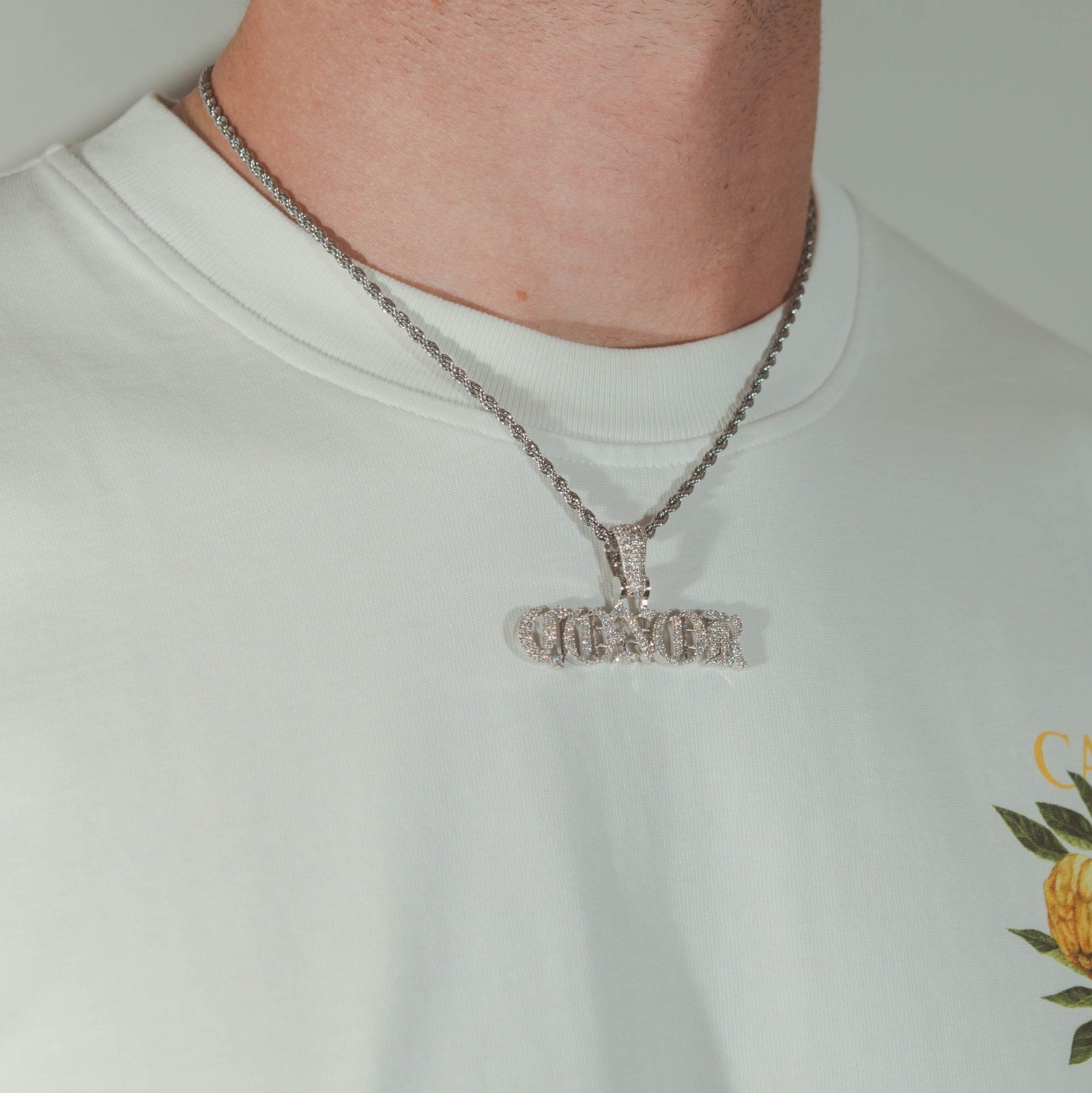 Custom Old Gothic Font Pendant - White Gold - Cernucci