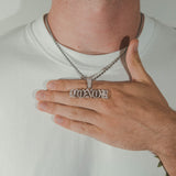 Custom Old Gothic Font Pendant - White Gold - Cernucci