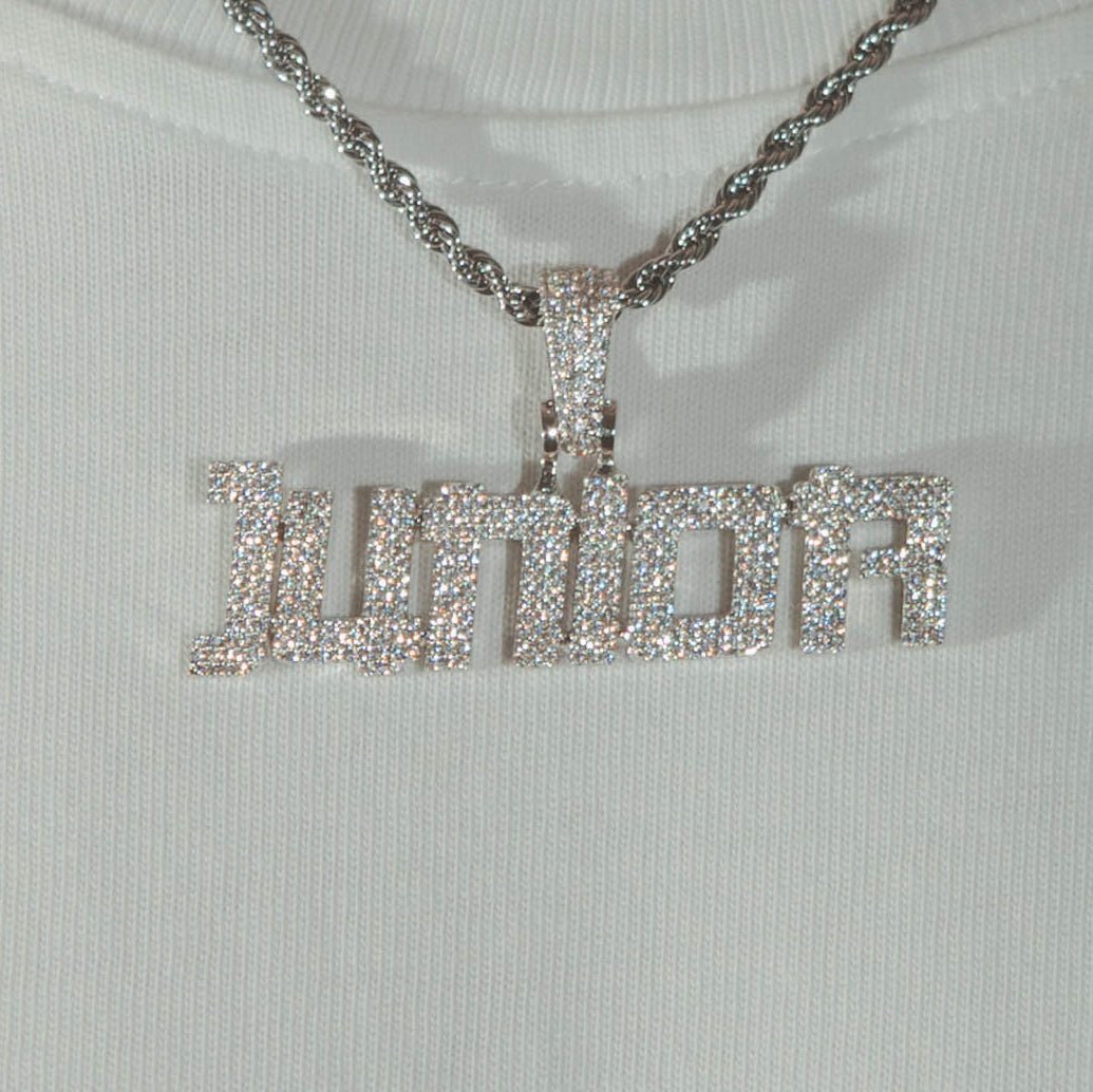 Custom Samurai Font Pendant - White Gold - Cernucci