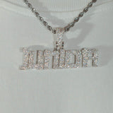 Custom Samurai Font Pendant - White Gold - Cernucci